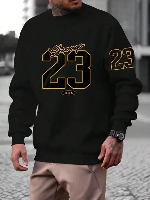 Warm Men’s Sweatshirt – Relaxed Crewneck, Fleece, Casual Black 3D Changing Face Moving Picture Frame - Tophatter Daily Deals