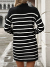 Striped Mock Neck Long Sleeve Mini Dress Casual Dresses - Tophatter Daily Deals