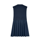 Pleated Round Neck Sleeveless Mini Dress Navy Casual Dresses - Tophatter Daily Deals