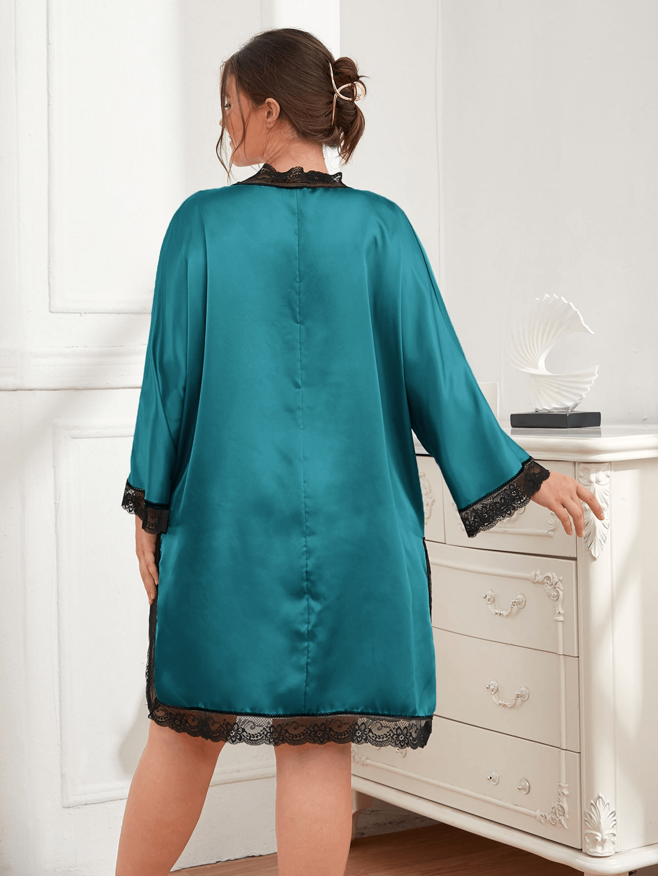 Plus Size Contrast Spliced Lace Deep V Slit Night Dress - Tophatter Deals and Online Shopping - Electronics, Jewelry, Beauty, Health, Gadgets, Fashion - Tophatter's Discounts & Offers - tophatters - tophatters.co