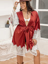 Plus Size Lace Patchwork Tie Front Robe Sleep Dresses - Tophatter Daily Deals