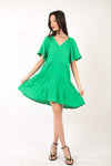 VERY J Texture V-Neck Ruffled Tiered Dress Casual Dresses - Tophatter Daily Deals