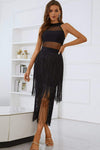 Spliced Mesh Fringe Hem Sleeveless Dress Cocktail Dresses - Tophatter Daily Deals