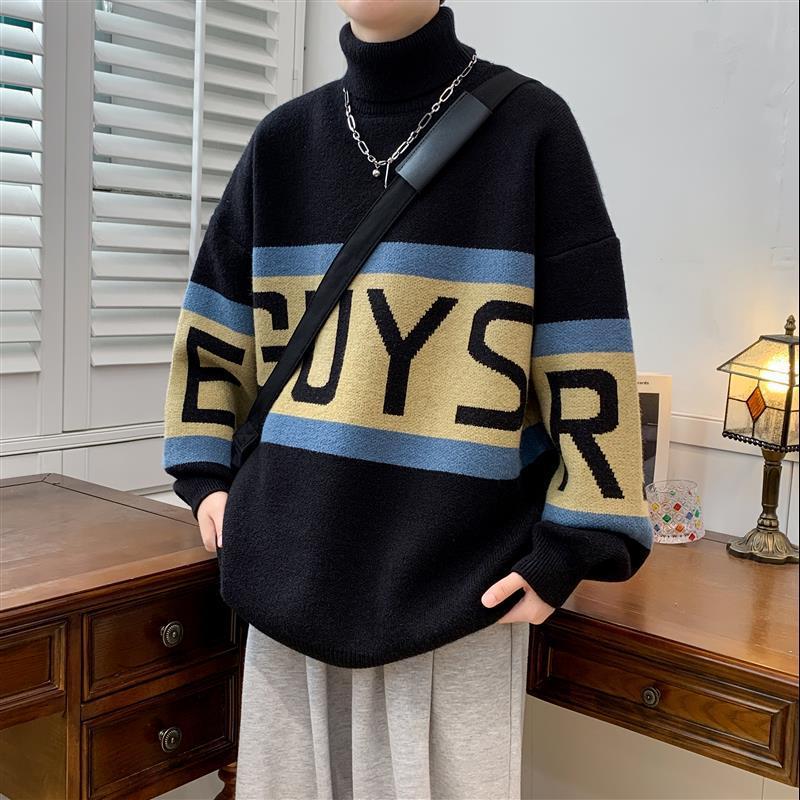 Oversized Turtleneck Sweater - Dropped Shoulder Knit Autumn 3D Changing Face Moving Picture Frame - Tophatter Daily Deals