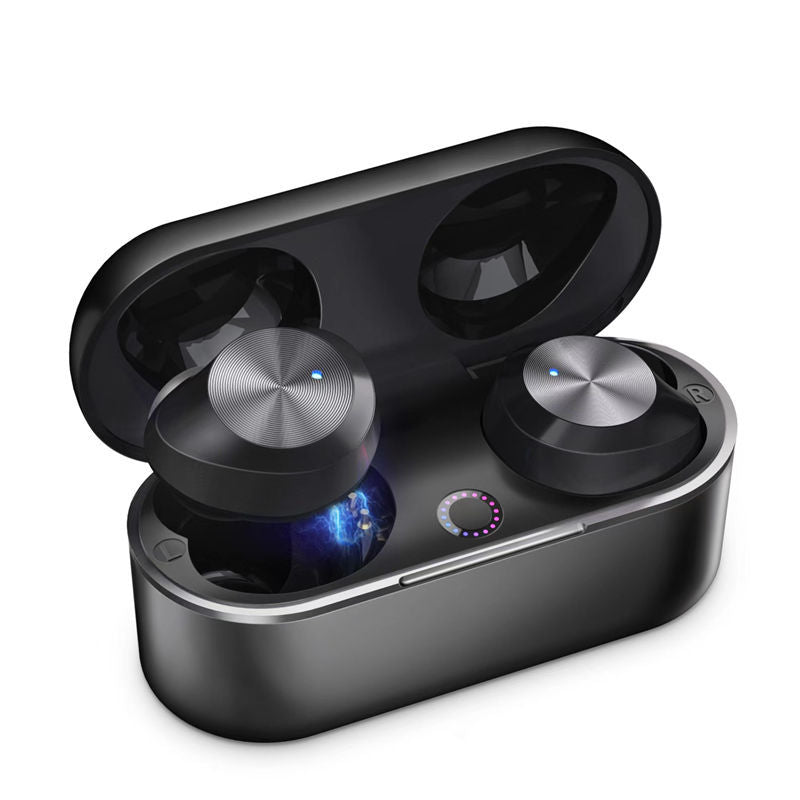 5.3 Bluetooth Headset Binaural In-ear Noise Reduction Black usb 0 - Tophatter Daily Deals