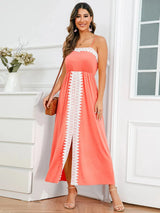 Slit Lace Detail Spaghetti Strap Dress Casual Dresses - Tophatter Daily Deals
