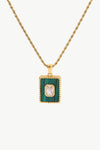 Square Pendant Twisted Chain Necklace Green One Size Necklaces - Tophatter Daily Deals