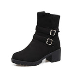 Belt Buckle Round Head Side Zipper Warm Small Size 40-45 Low Boots Black 0 - Tophatter Daily Deals