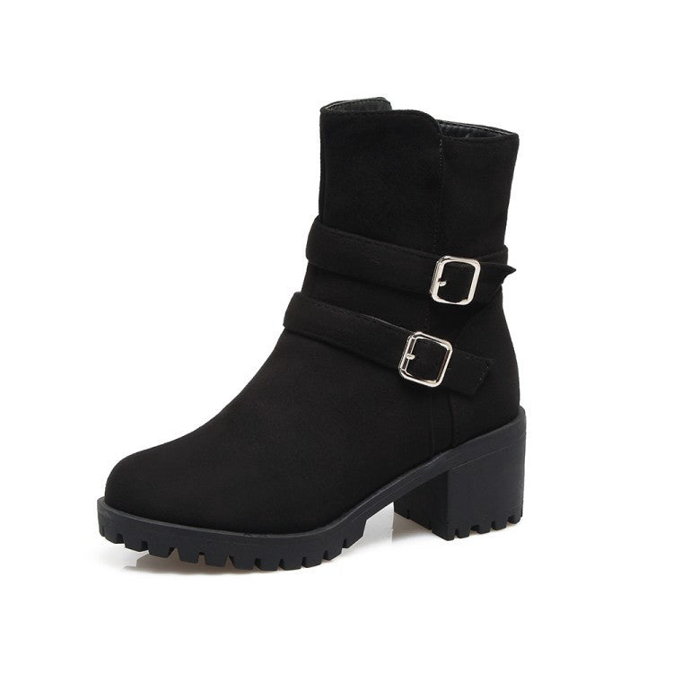 Belt Buckle Round Head Side Zipper Warm Small Size 40-45 Low Boots Black 0 - Tophatter Daily Deals