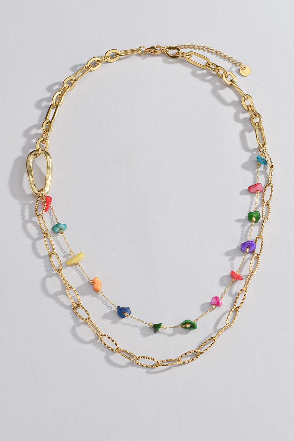 Multicolored Stone Double-Layered Necklace Necklaces - Tophatter Daily Deals