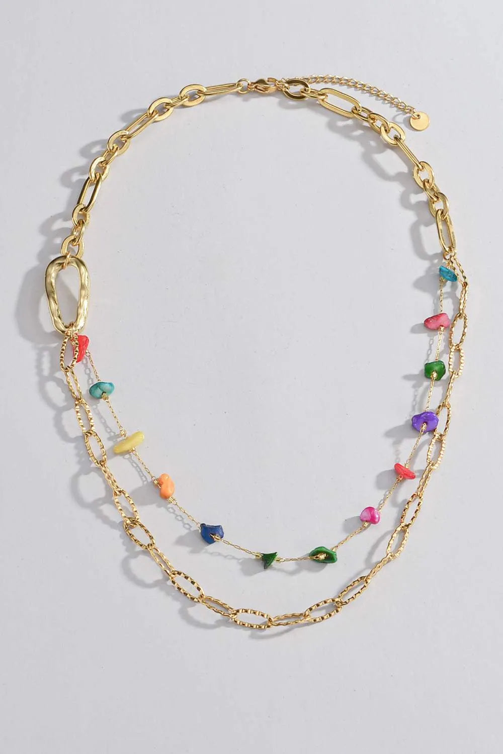 Multicolored Stone Double-Layered Necklace Necklaces - Tophatter Daily Deals