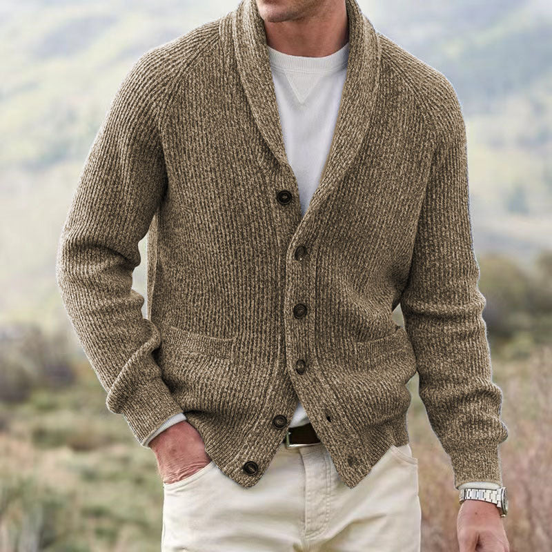 Warm Mens Shawl Cardigan - Rib Knit, Multi Button, Casual 3D Changing Face Moving Picture Frame - Tophatter Daily Deals