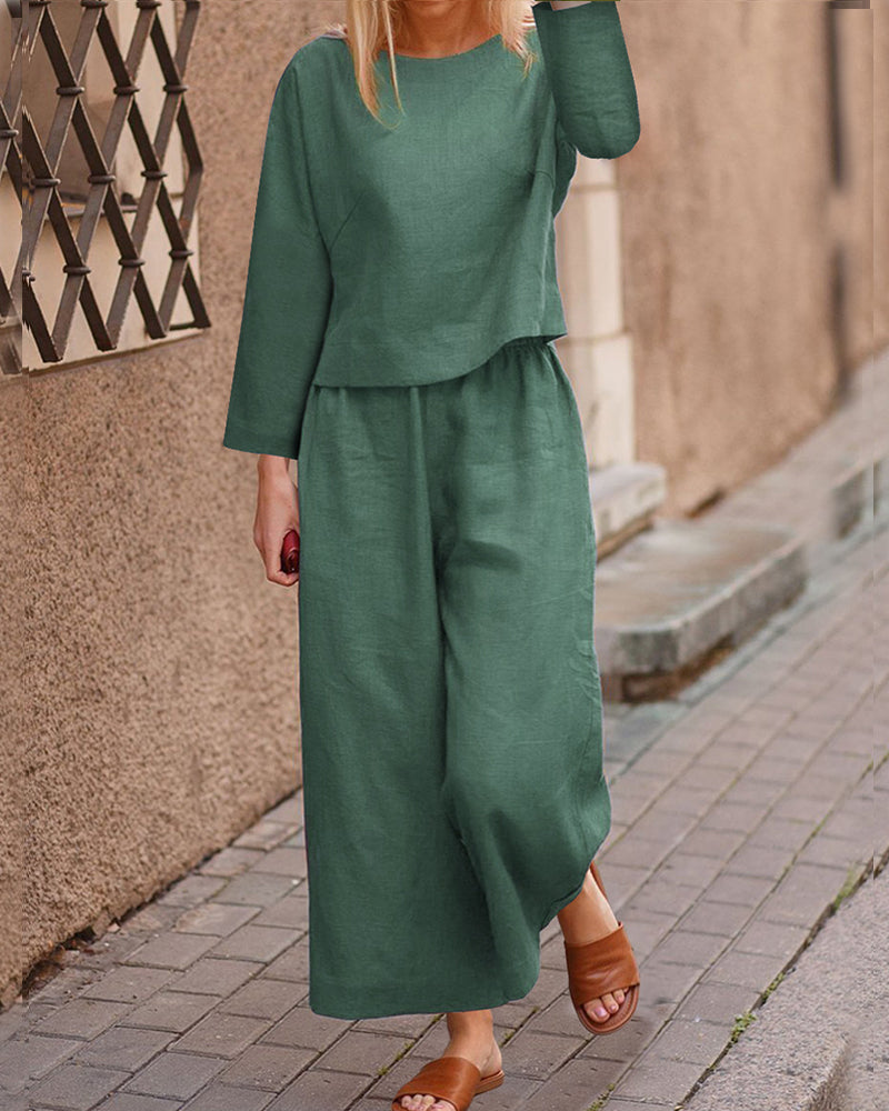 Long Sleeve Two Piece Sets Dark Green Two Pieces Sets - Tophatter Daily Deals