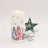 The Nativity Christmas Pillar Candle | Festive Candle with Wise Men - 13cm Candle - Tophatter Daily Deals