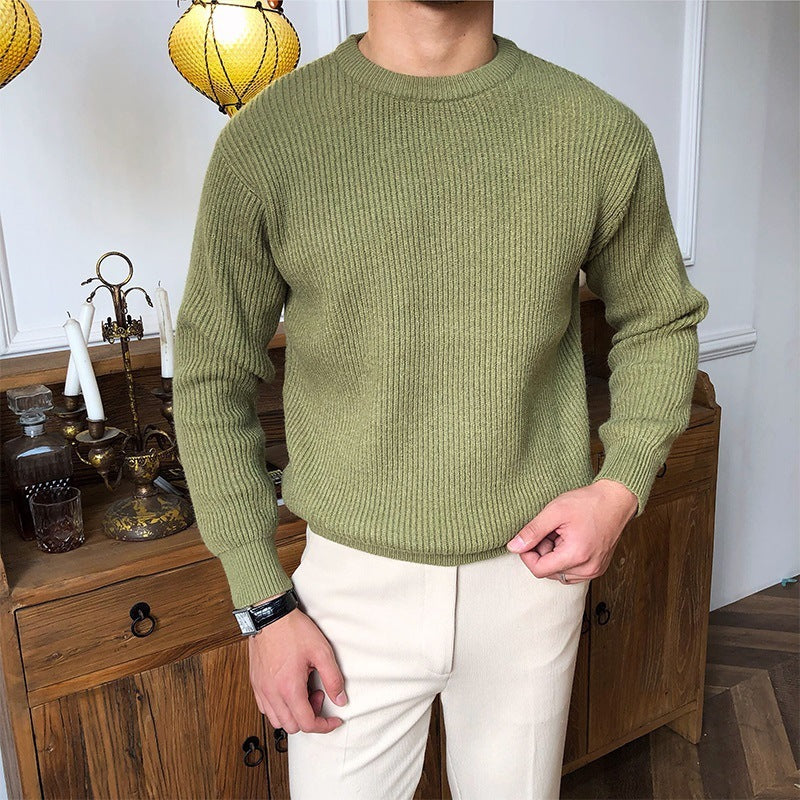 Warm Relaxed Men's Crew Neck Sweater - Ribbed Knit, Wool Green 3D Changing Face Moving Picture Frame - Tophatter Daily Deals