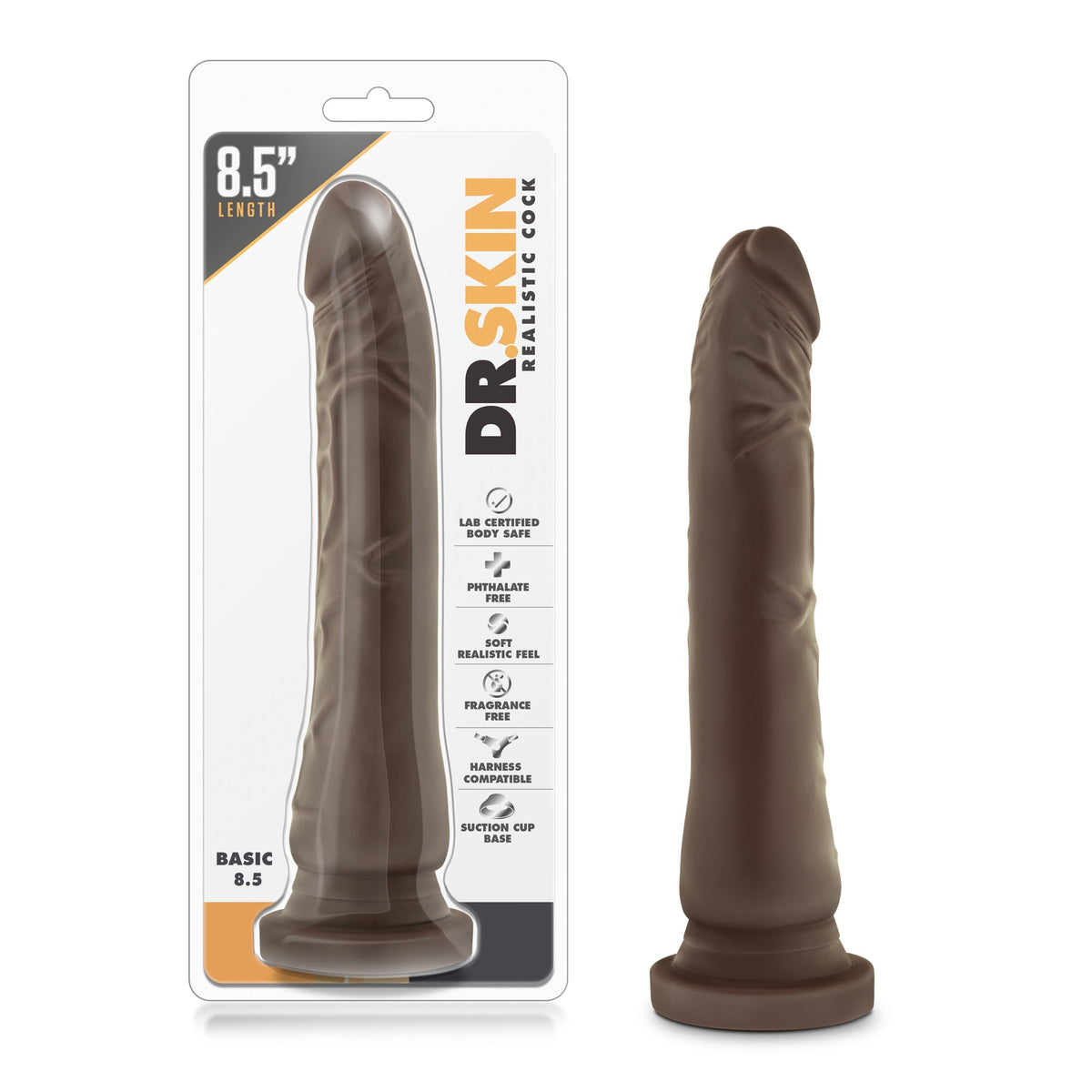Dr Skin Basic 8.5 Inch Realistic Chocolate Dong with Suction Base – Realistic Dong 8.5 Inch Length > Dildos > Realistic Dildos - Tophatter Daily Deals