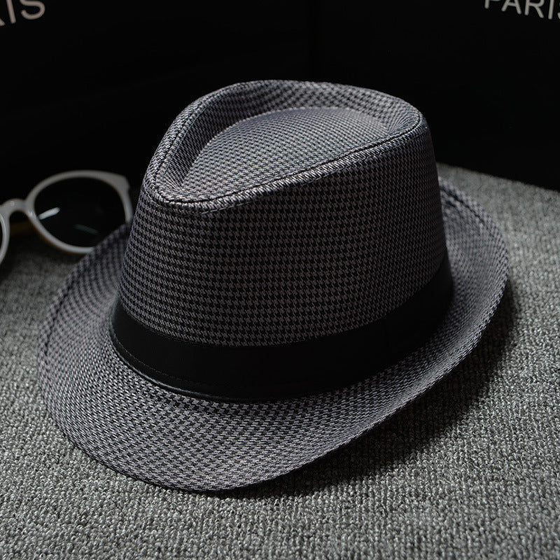 British Houndstooth European And American Sun Hats For Men Houndstooth Iron Grey 58cm 0 - Tophatter Daily Deals