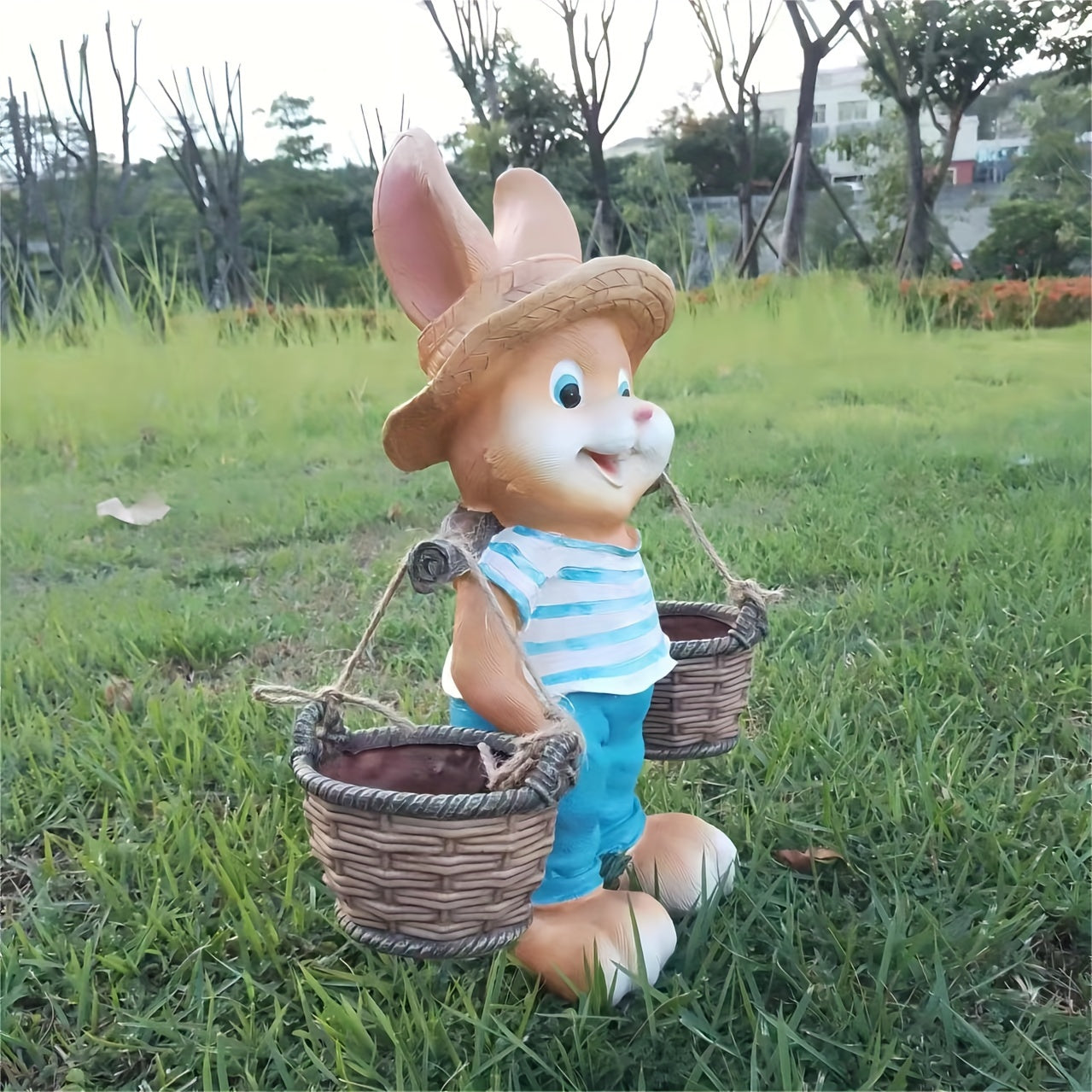 Rabbit Garden Statue Resin Outdoor Decoration Lawn Ornaments & Garden Sculptures - Tophatter Daily Deals