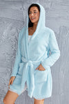 Fuzzy Tied Pocketed Hooded Lounge Nightgown Sleep Dresses - Tophatter Daily Deals