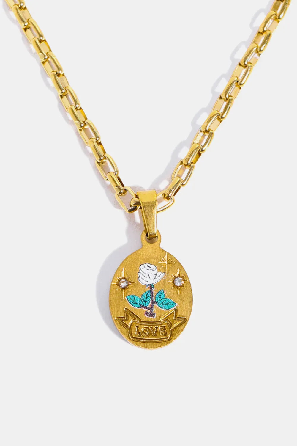Stainless Steel 18K Gold-Plated Necklace White Rose One Size Necklaces - Tophatter Daily Deals
