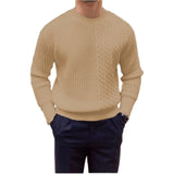 Warm Men's Knit Sweater - Crewneck Cable Panel, Wool Winter Khaki 3D Changing Face Moving Picture Frame - Tophatter Daily Deals