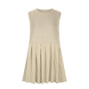 Pleated Round Neck Sleeveless Mini Dress Casual Dresses - Tophatter Daily Deals