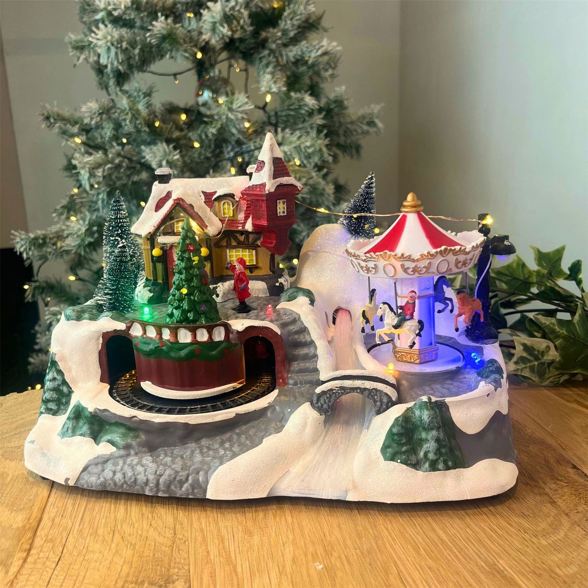Light-up Christmas Village Scene | Illuminated LED Ornament with Movement Ornament - Tophatter Daily Deals