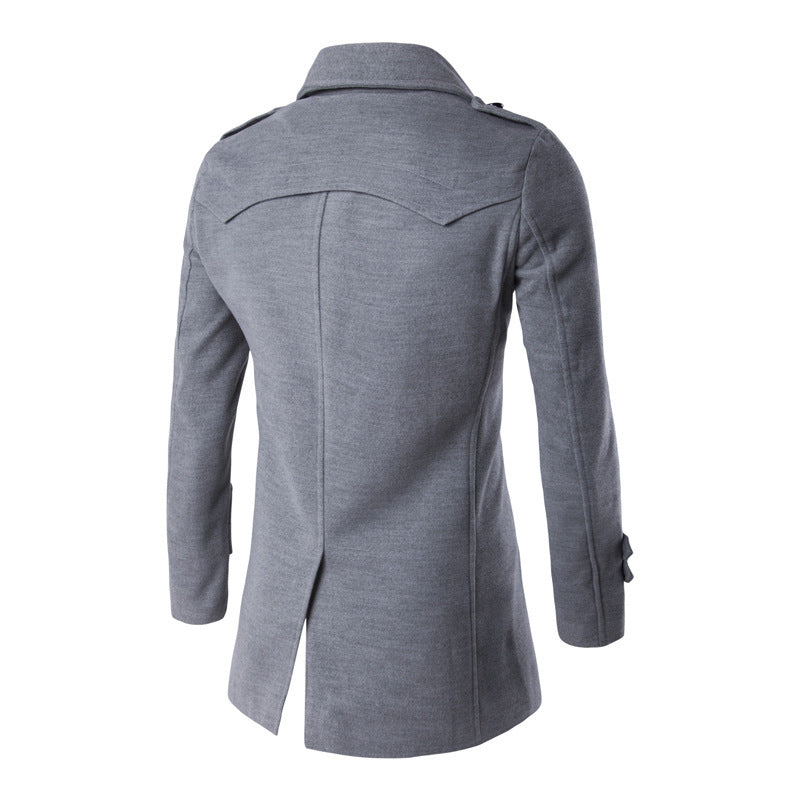 Warm Men's Peacoat - Double Breasted, Woolen Feel, Winter 3D Changing Face Moving Picture Frame - Tophatter Daily Deals