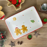 Ceramic Rectangle Christmas Gingerbread Plate Serving Dish Christmas Snack Plate Plate - Tophatter Daily Deals