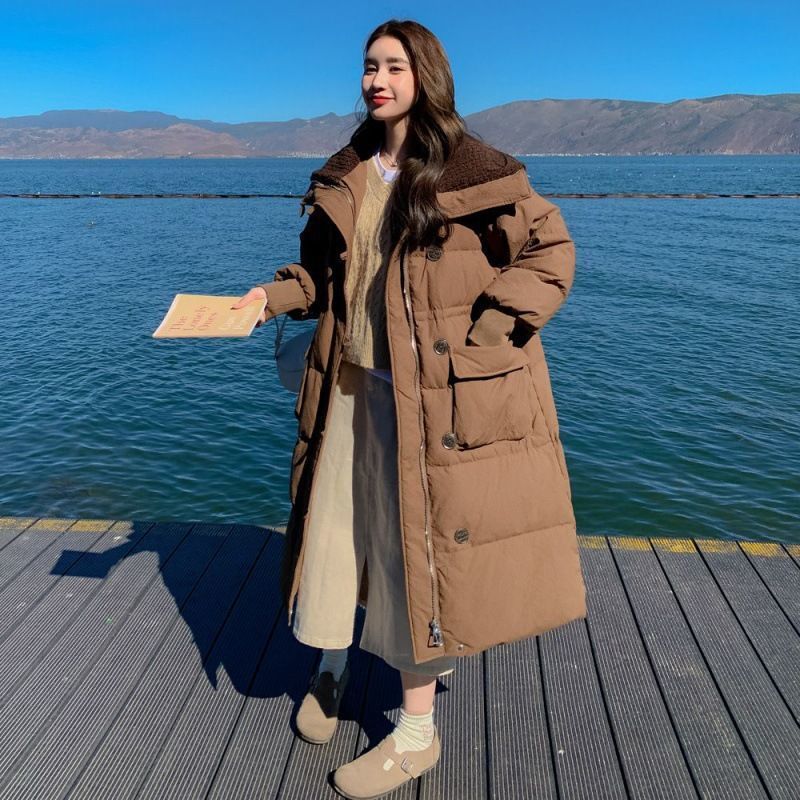Warm Women's Long Coat - Oversized Quilted Cotton, Winter Khaki 3D Changing Face Moving Picture Frame - Tophatter Daily Deals