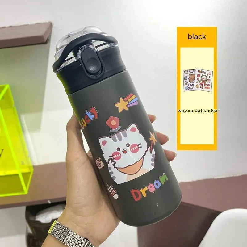 Outdoor Portable Cartoon Double Layer Drink Cup Black 480ml 16 oz Humidifier - Tophatter Daily Deals