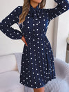 Polka Dot Tie Neck Pleated Dress Casual Dresses - Tophatter Daily Deals