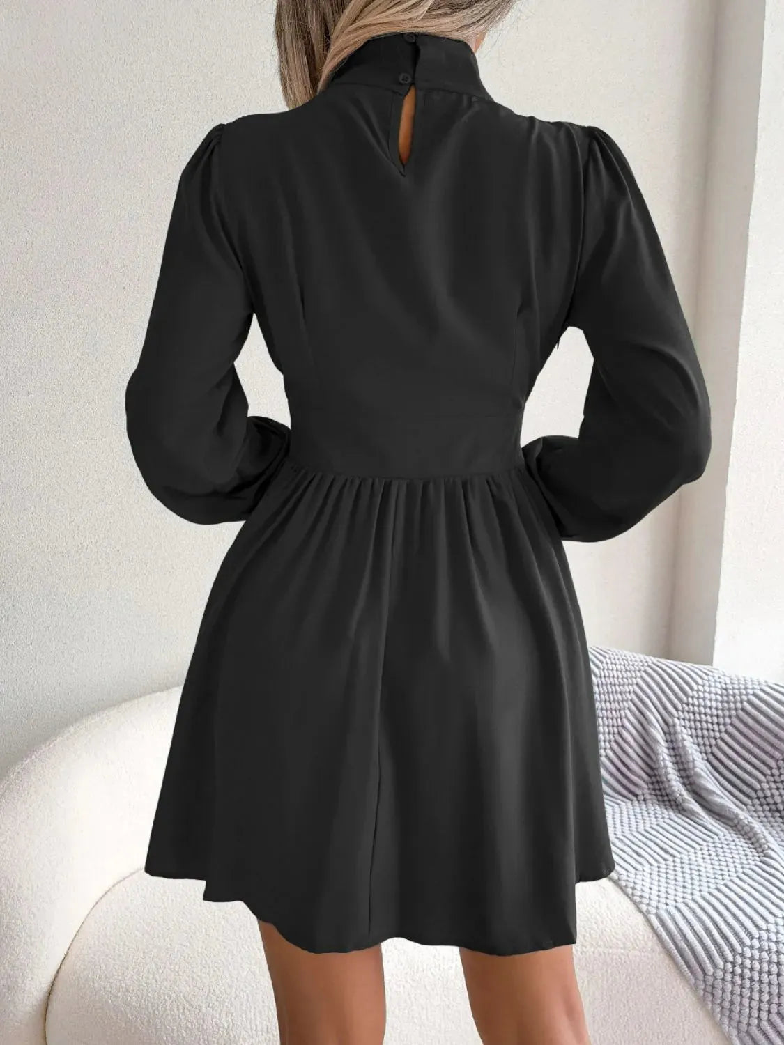 Cutout Turtleneck A-Line Mini Dress Cocktail Dresses - Tophatter Daily Deals
