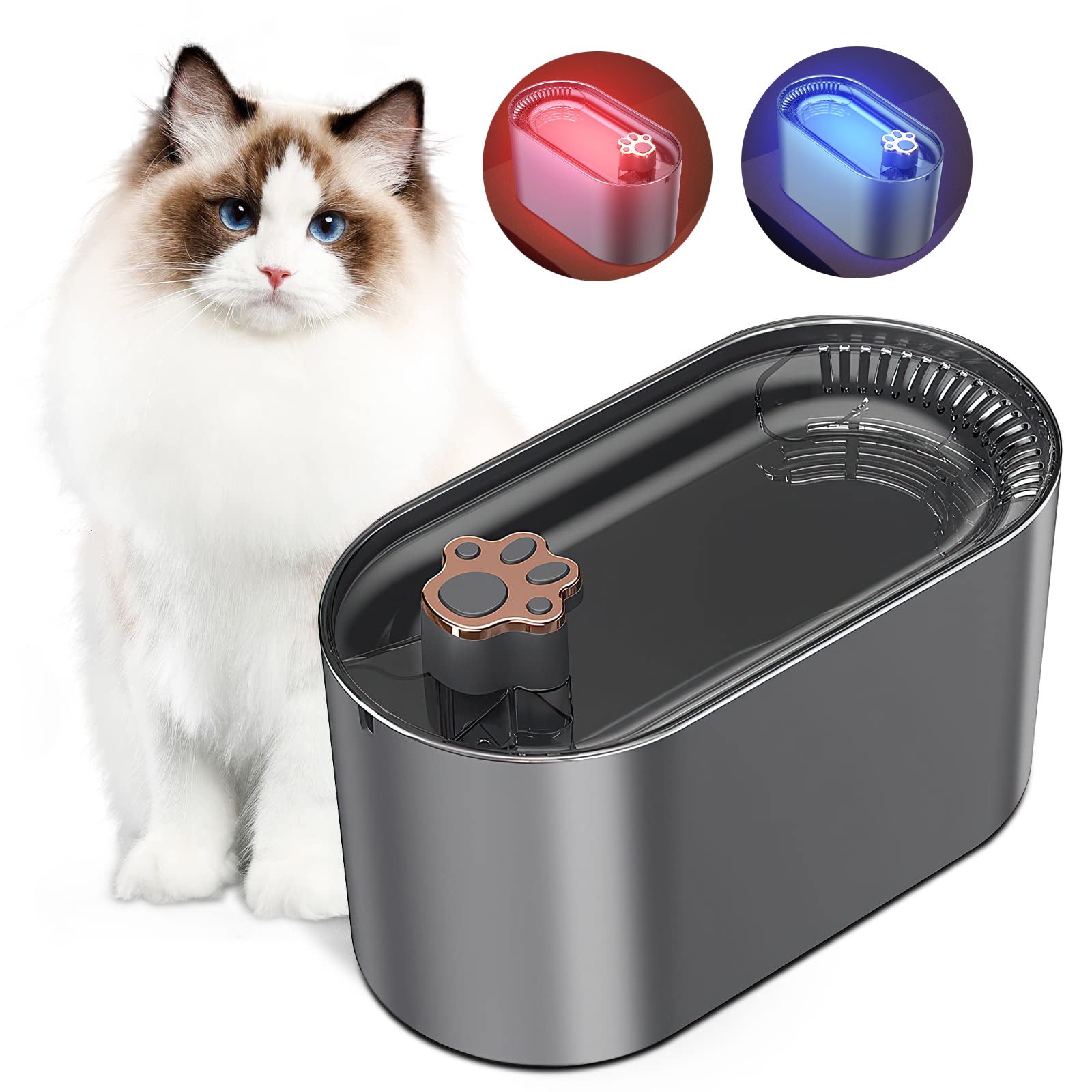 3L Cat Water Fountain Filter Automatic Drinker For Dogs Cats Pet Water Dispenser Ultra-Quiet Water Dispenser With LED Light Pet Products 0 - Tophatter Daily Deals