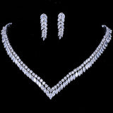 Bridal Wedding Jewelry Zircon Leaf Necklace Earrings As show 0 - Tophatter Daily Deals