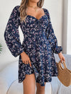 Printed Sweetheart Neck Balloon Sleeve Mini Dress Casual Dresses - Tophatter Daily Deals