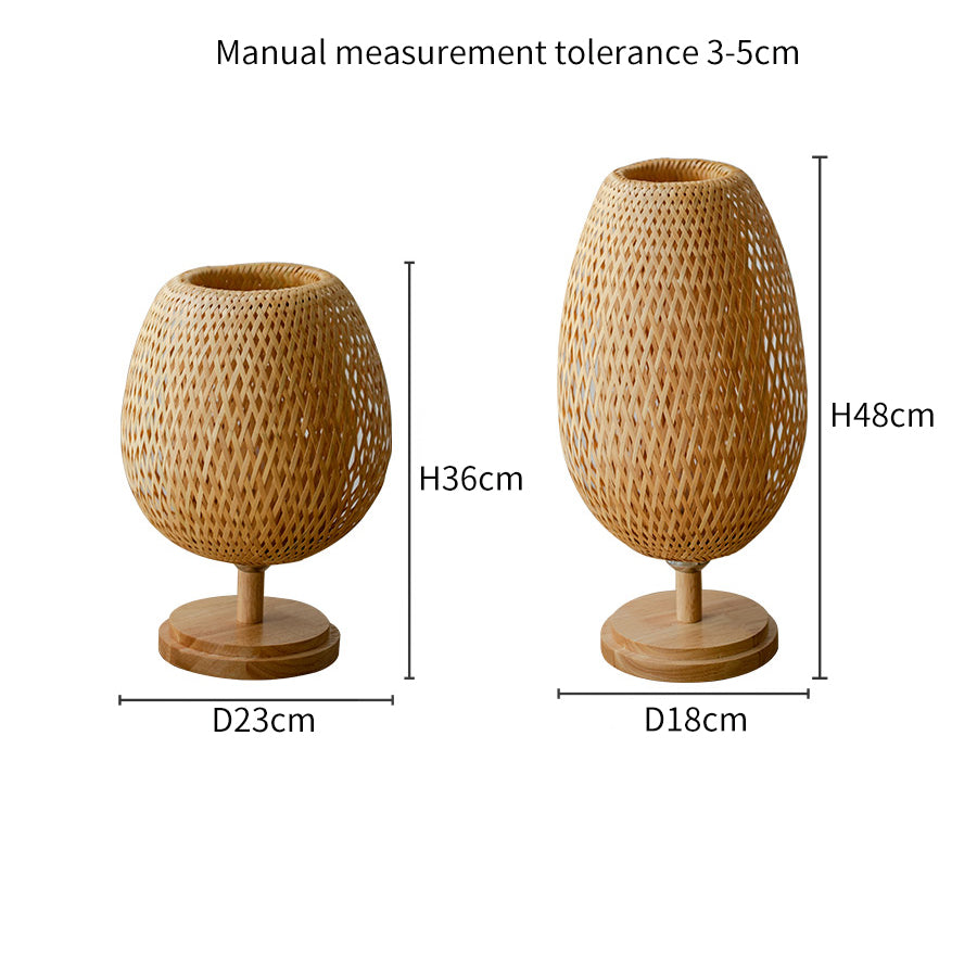 Bamboo Woven Table Lamp Japanese Style Zen Bedroom Living Room 0 - Tophatter Daily Deals