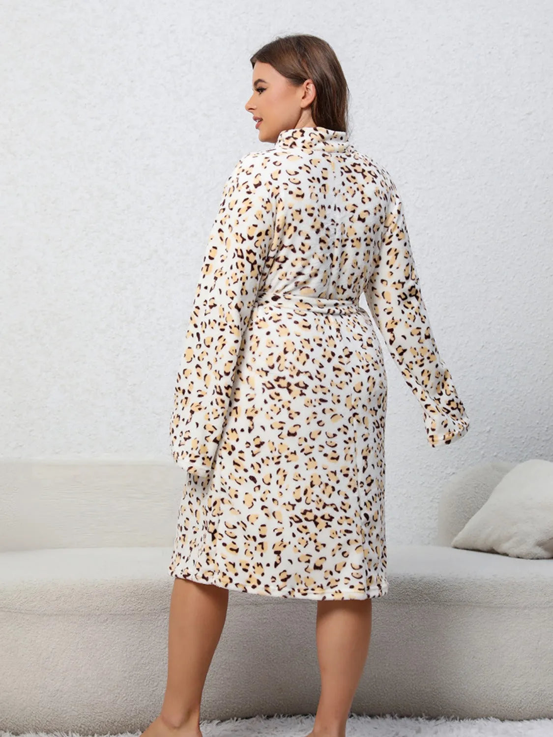 Plus Size Leopard Tie Front Robe Sleep Dresses - Tophatter Daily Deals