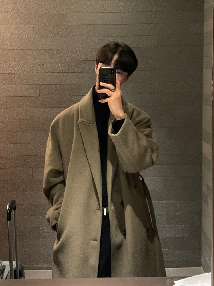 Warm Men's Trench Coat - Single-Breasted, Wool, Winter 3D Changing Face Moving Picture Frame - Tophatter Daily Deals