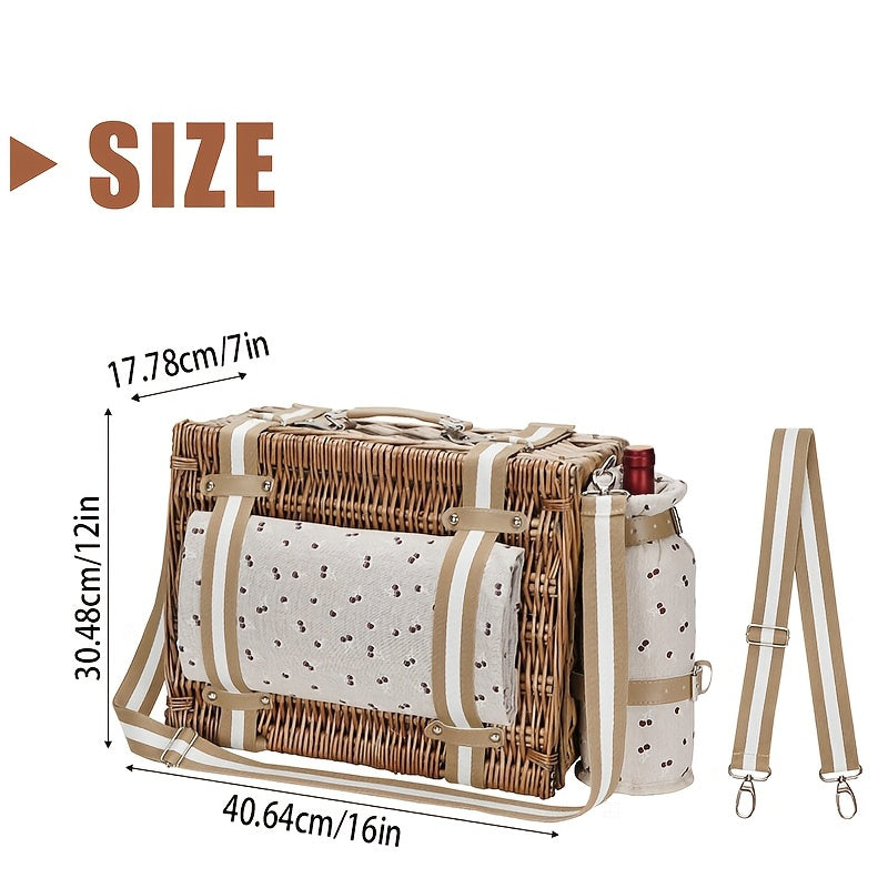 Four-Person Rattan Picnic Basket Set Outdoor Recreation > Picnic > Picnic Baskets - Tophatter Daily Deals