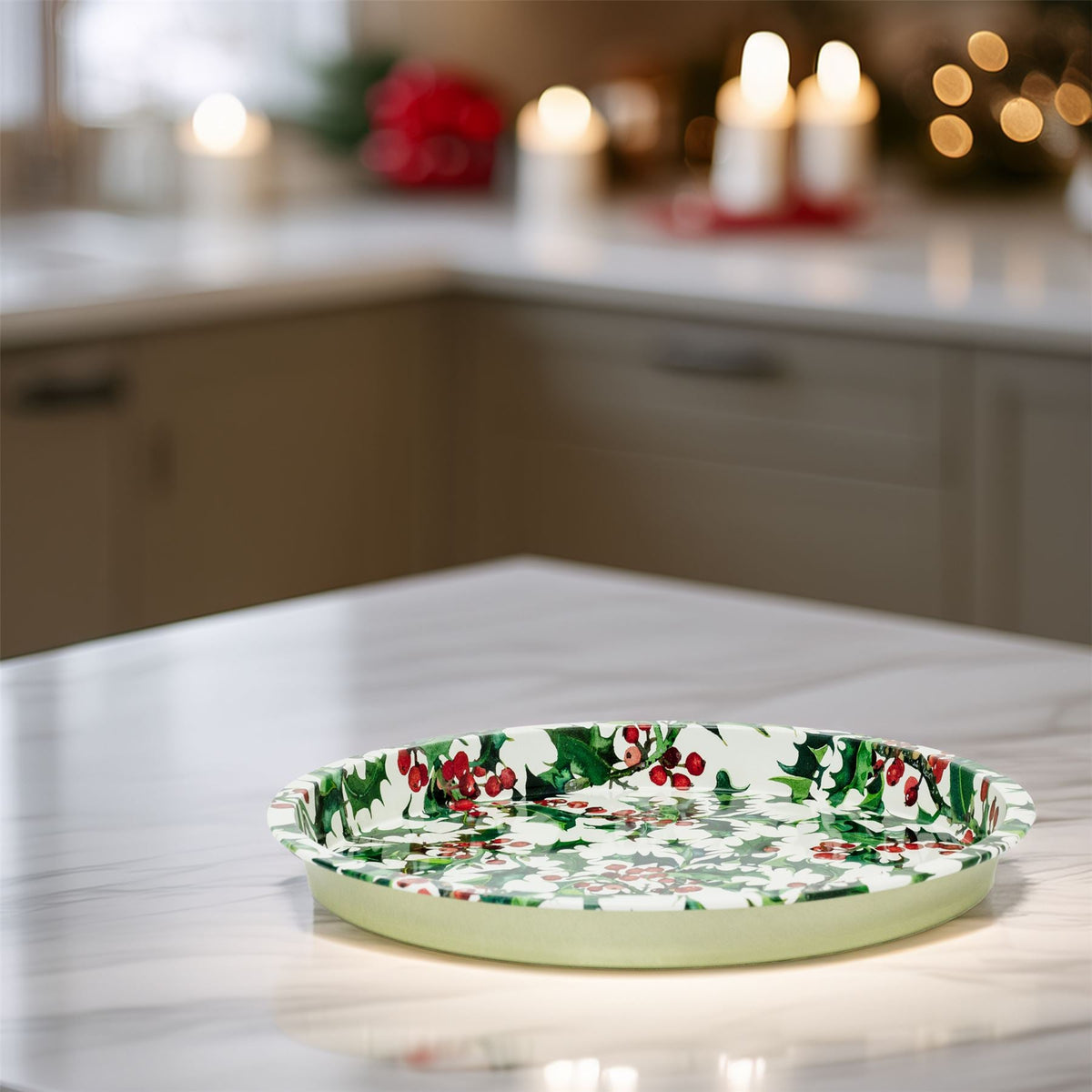 Emma Bridgewater - Holly Round Deep Well Tray | Christmas Serving Tray - 31cm tray - Tophatter Daily Deals