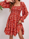 Floral Smocked Square Neck Dress Casual Dresses - Tophatter Daily Deals