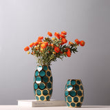 Beautiful Ceramic Gold aqua polka dots Pineapple Vase 0 - Tophatter Daily Deals