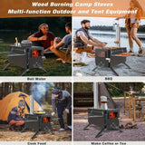 Iron Portable Camping Wood Stove with Chimney Outdoor Grills - Tophatter Daily Deals