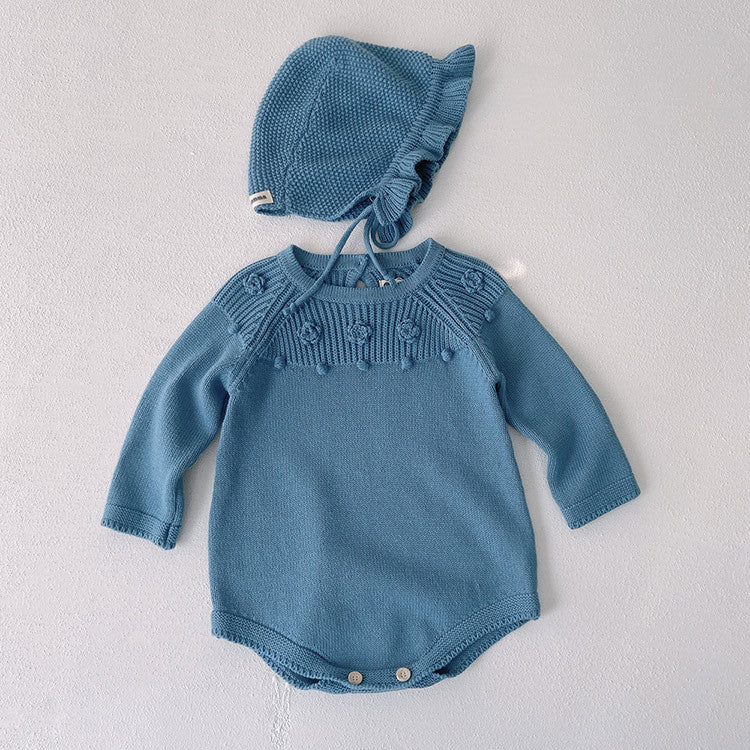 Baby Winter Checkerboard One-piece Newborn Winter Sweater Light Blue 0 - Tophatter Daily Deals