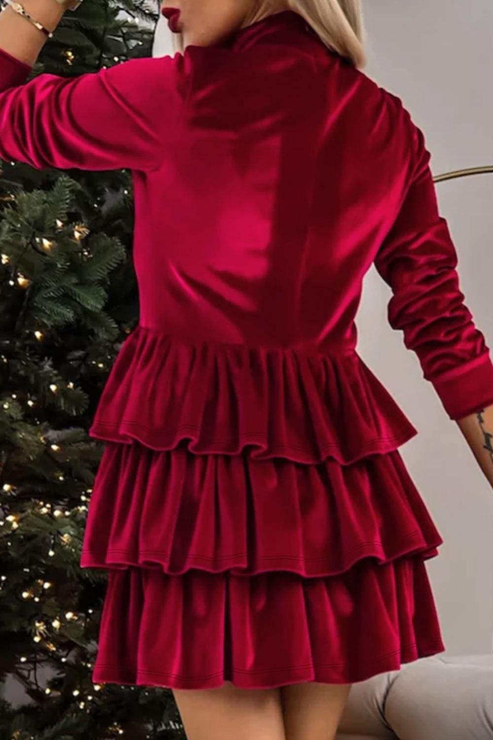 Ruffled Layered Long Sleeve Mini Dress Casual Dresses - Tophatter Daily Deals