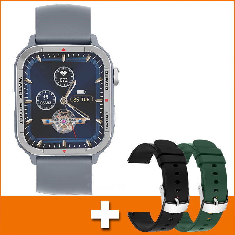 Bluetooth Sports Smartwatch Blood Pressure Blood Oxygen Monitoring Silver With 2PCS Watch Strap 0 - Tophatter Daily Deals