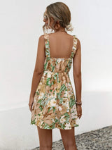 Printed Ruffled Surplice Wide Strap Mini Dress Casual Dresses - Tophatter Daily Deals