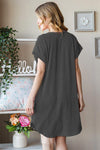 Heimish Full Size Ribbed Round Neck Short Sleeve Tee Dress Casual Dresses - Tophatter Daily Deals