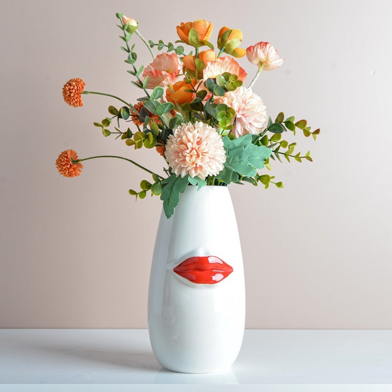Body Ceramic Decorative Vase Characteristic Lips Valentine's Day Ornaments 0 - Tophatter Daily Deals